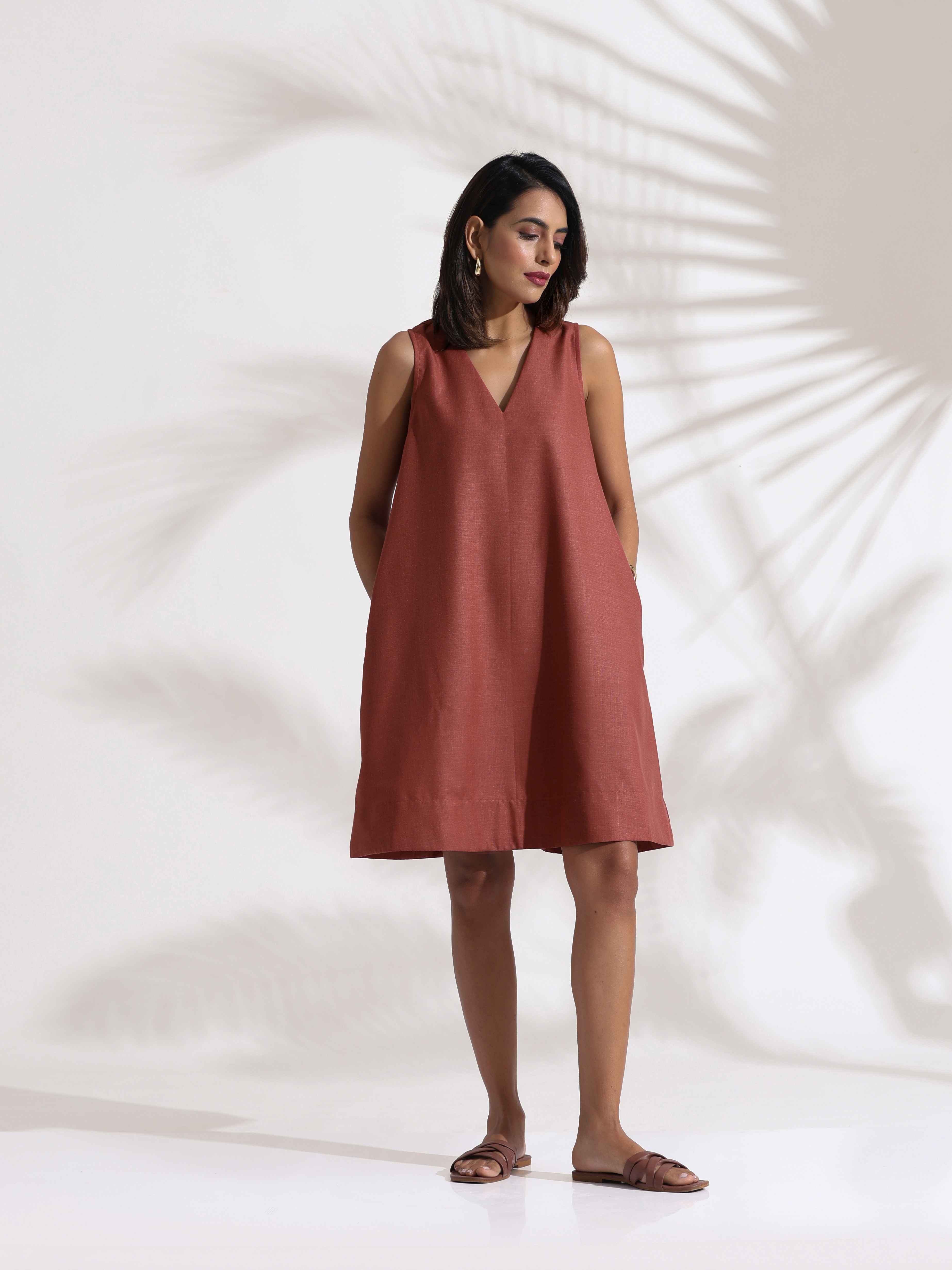 trueBrowns Pink Slub Dress