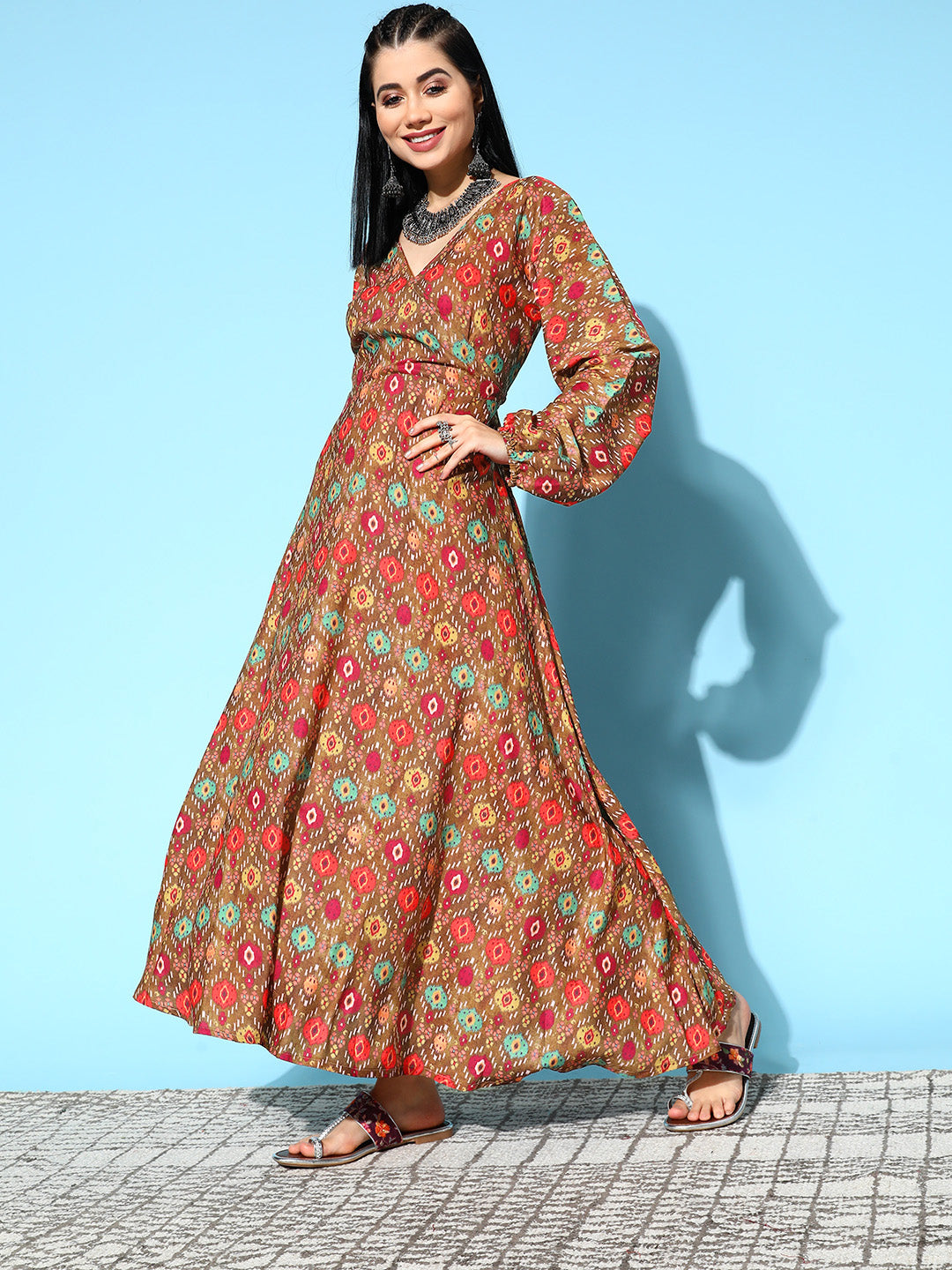 InWeave Women's Rust Edgy Print Dress