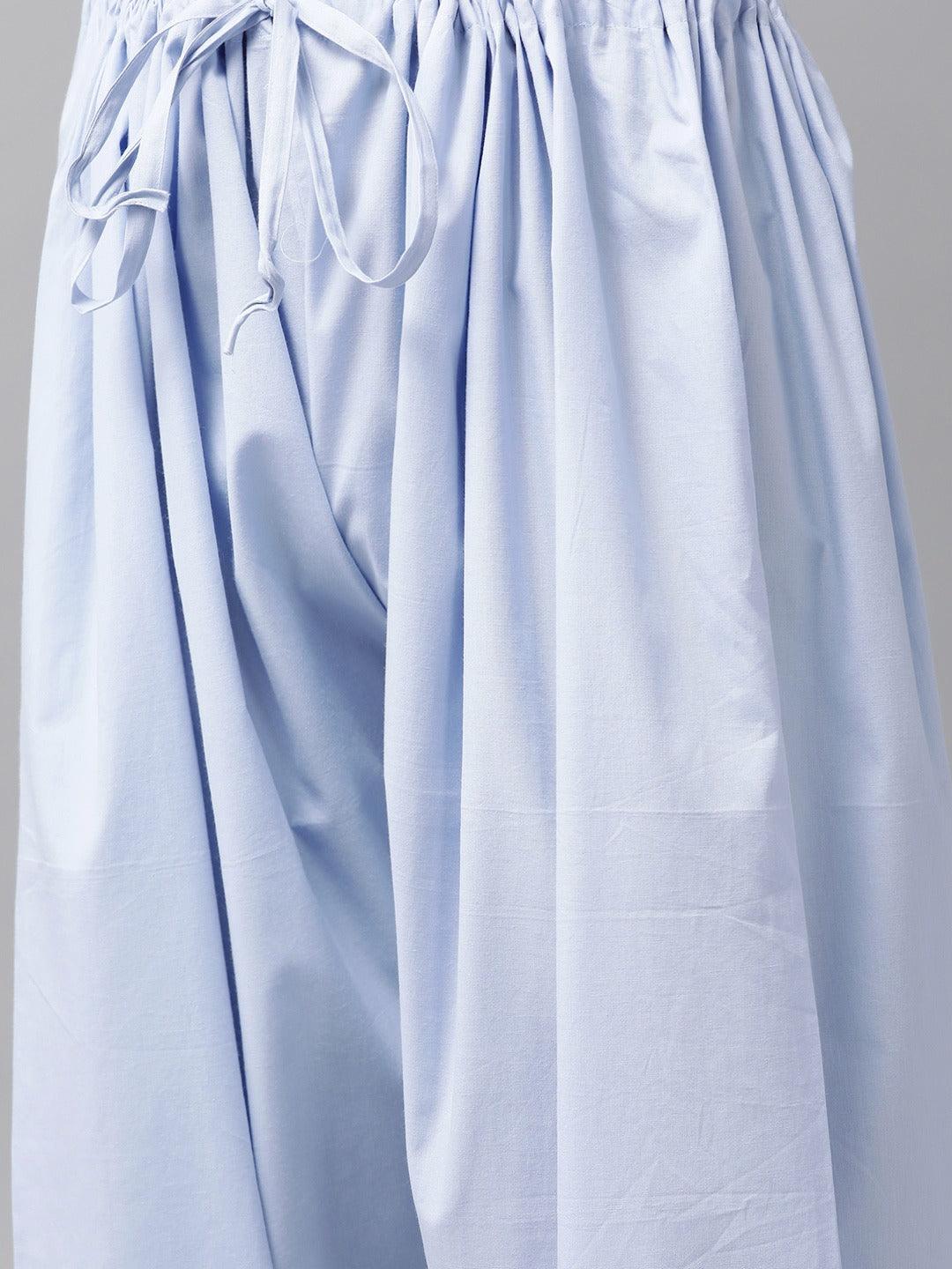 Fabmade Men Sky Blue Pathani Suits