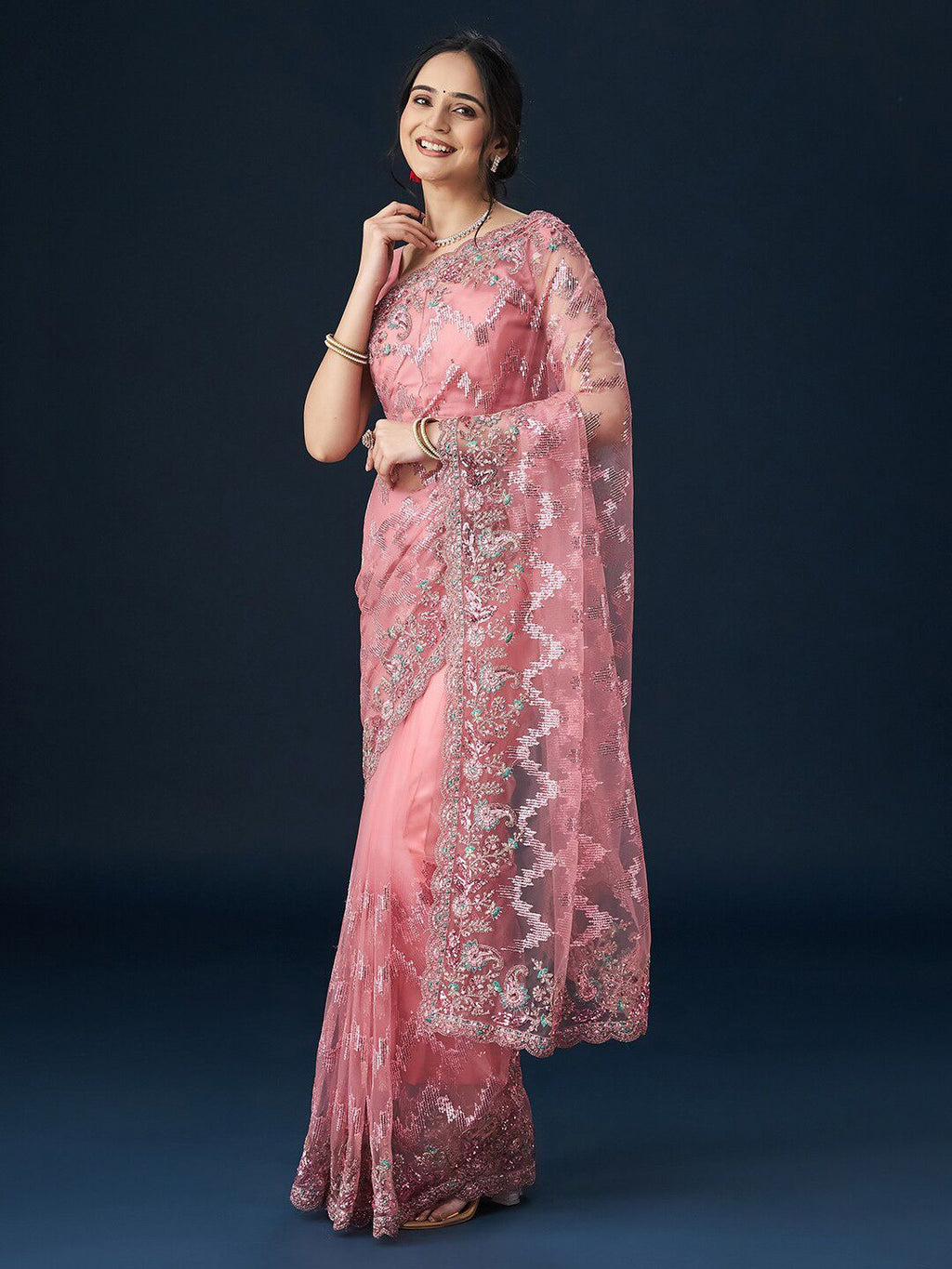 kasee Embellished Neted Sarees