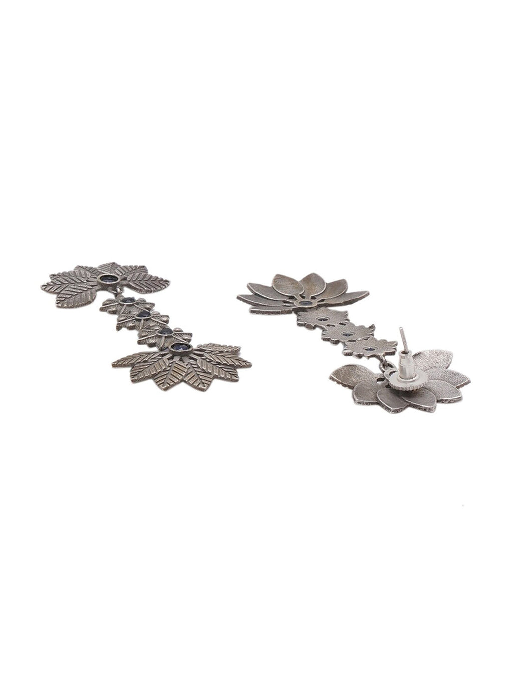 Shoshaa Silver-Toned Contemporary Drop Earrings