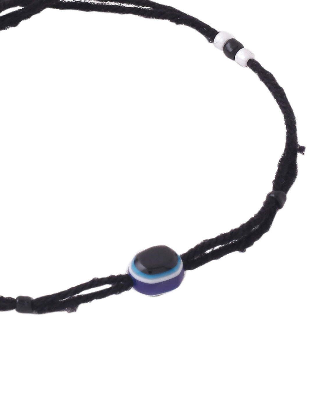 NVR Women Set of 2 Evil Eye Adjustable Black Anklets