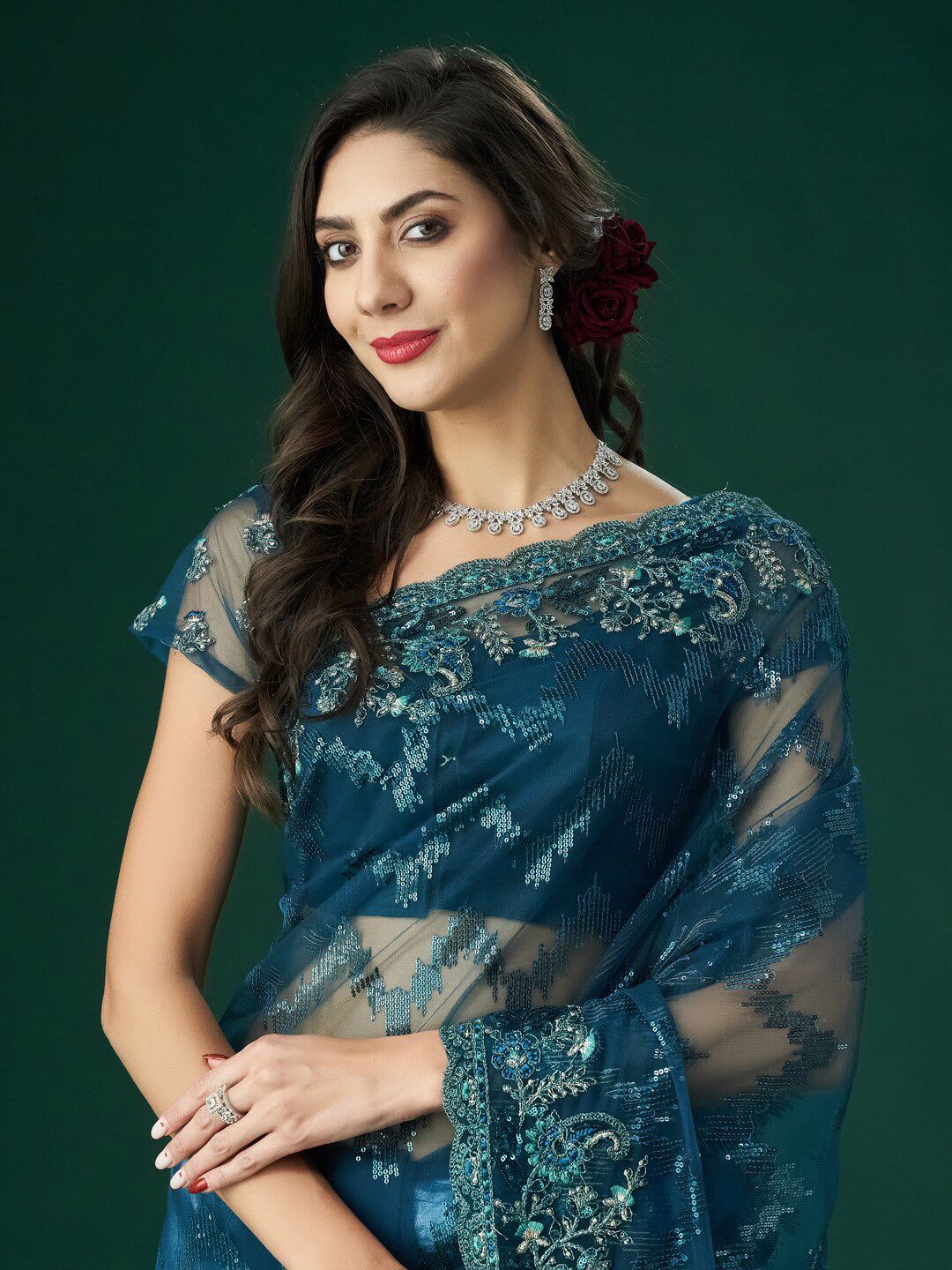 kasee Embellished Zari Sequinned Saree