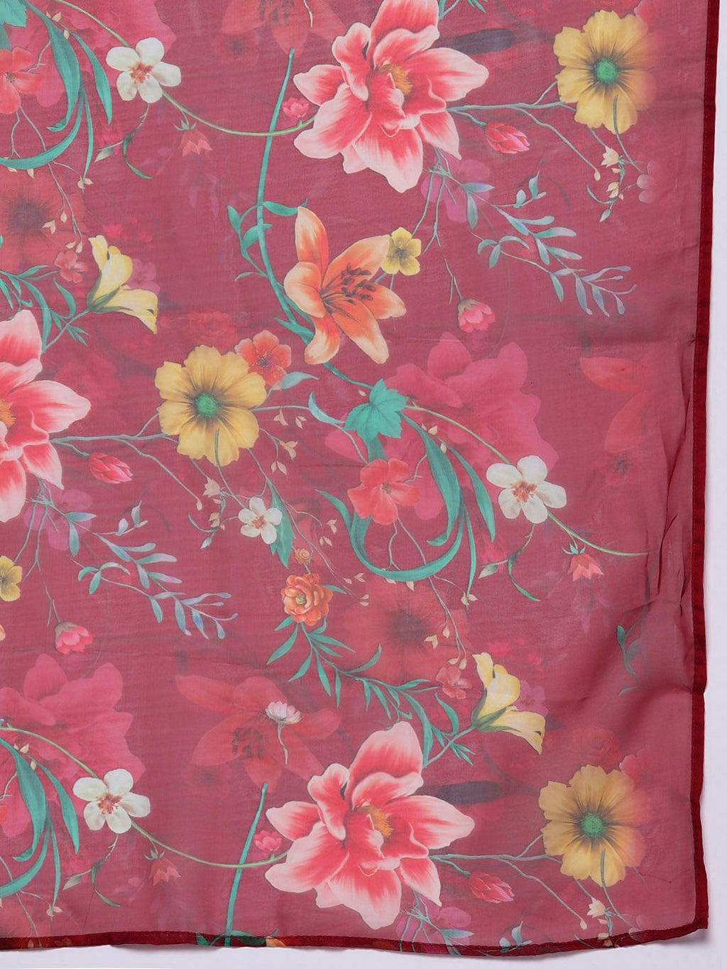 Indo Era Women Floral Yoke Design Panelled Thread Work Kurta with Trousers & Dupatta