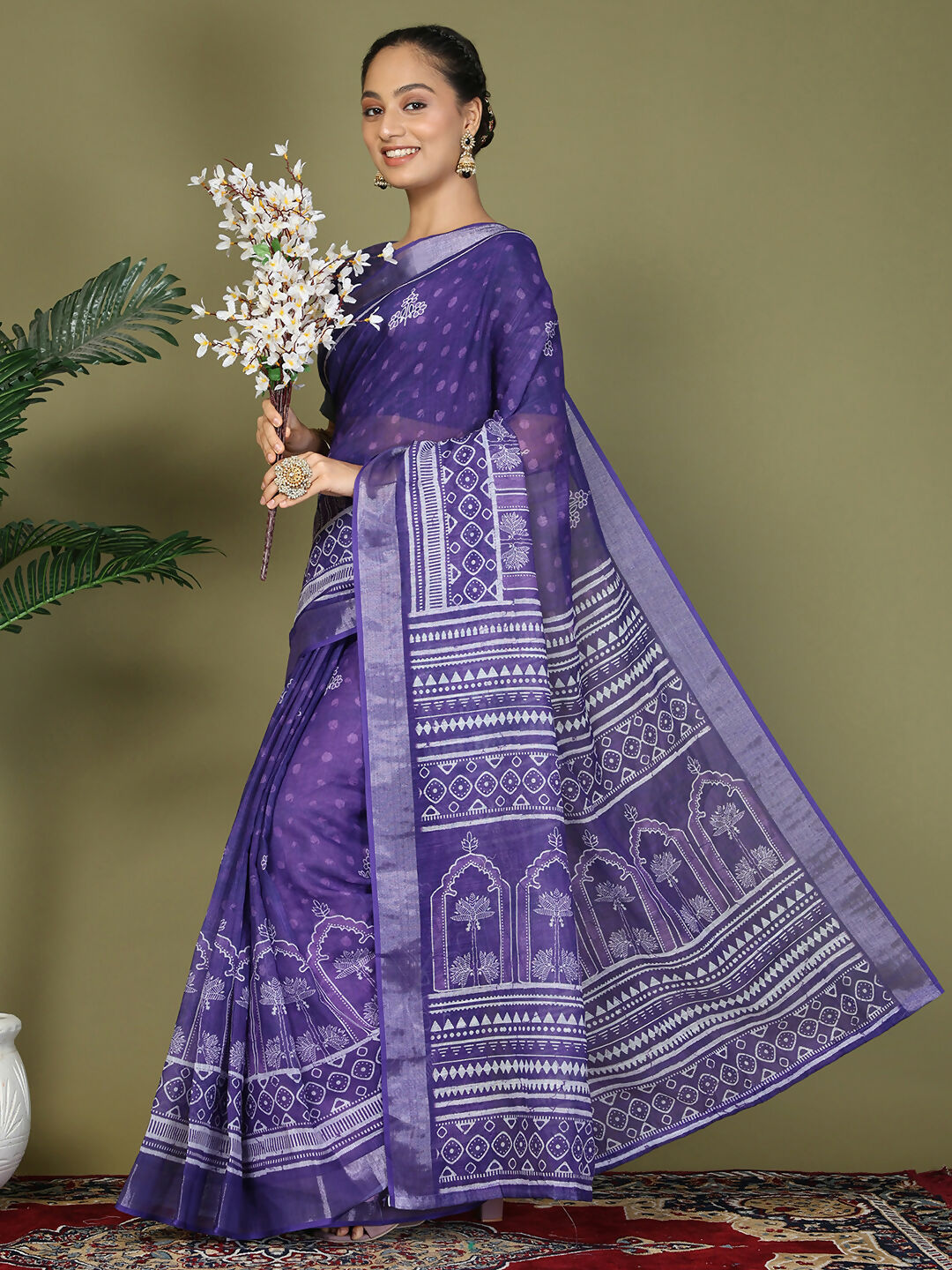 Shree Shyam Fashion Cotton Violet Saree