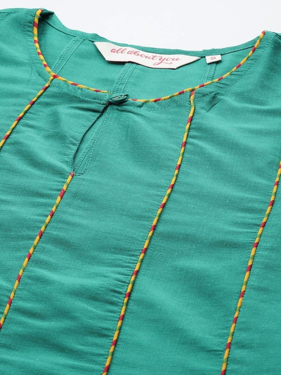 All About You Women Keyhole Neck A-Line Kurta & Dupatta
