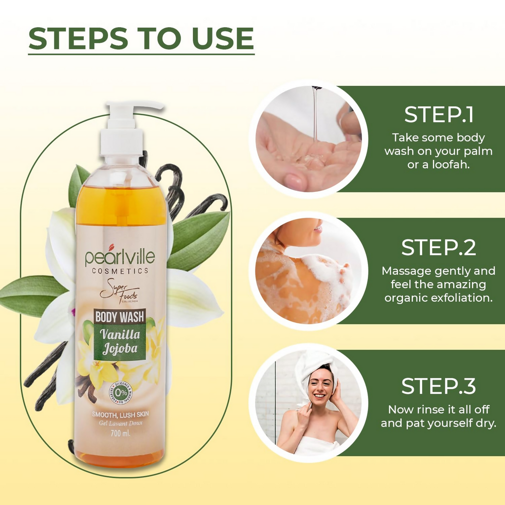 Pearlville Super Foods Collection Vanilla jojoba Body Wash