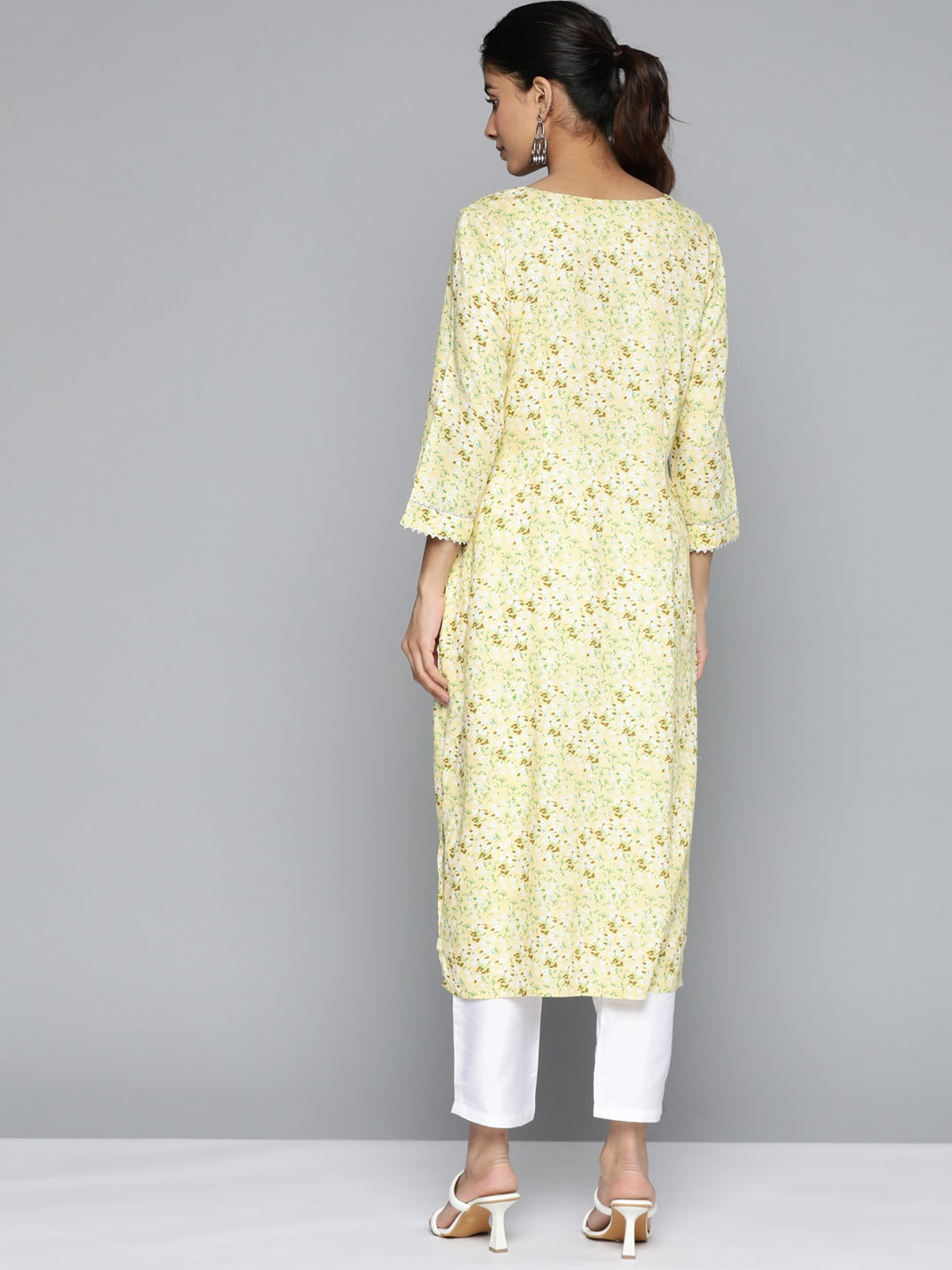 HERE&NOW Floral Printed Gotta Patti Kurta