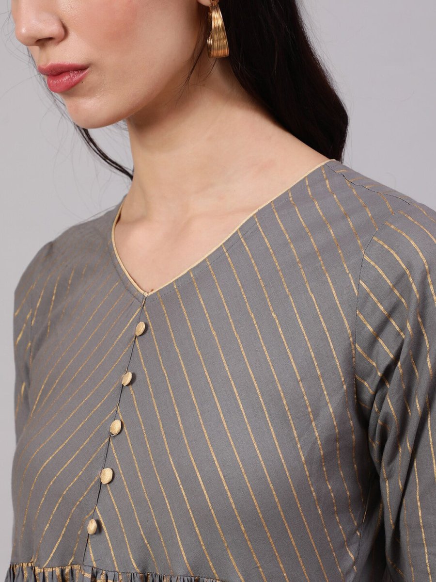 Aks Ethnic Motifs Printed Tiered Anarkali Kurta