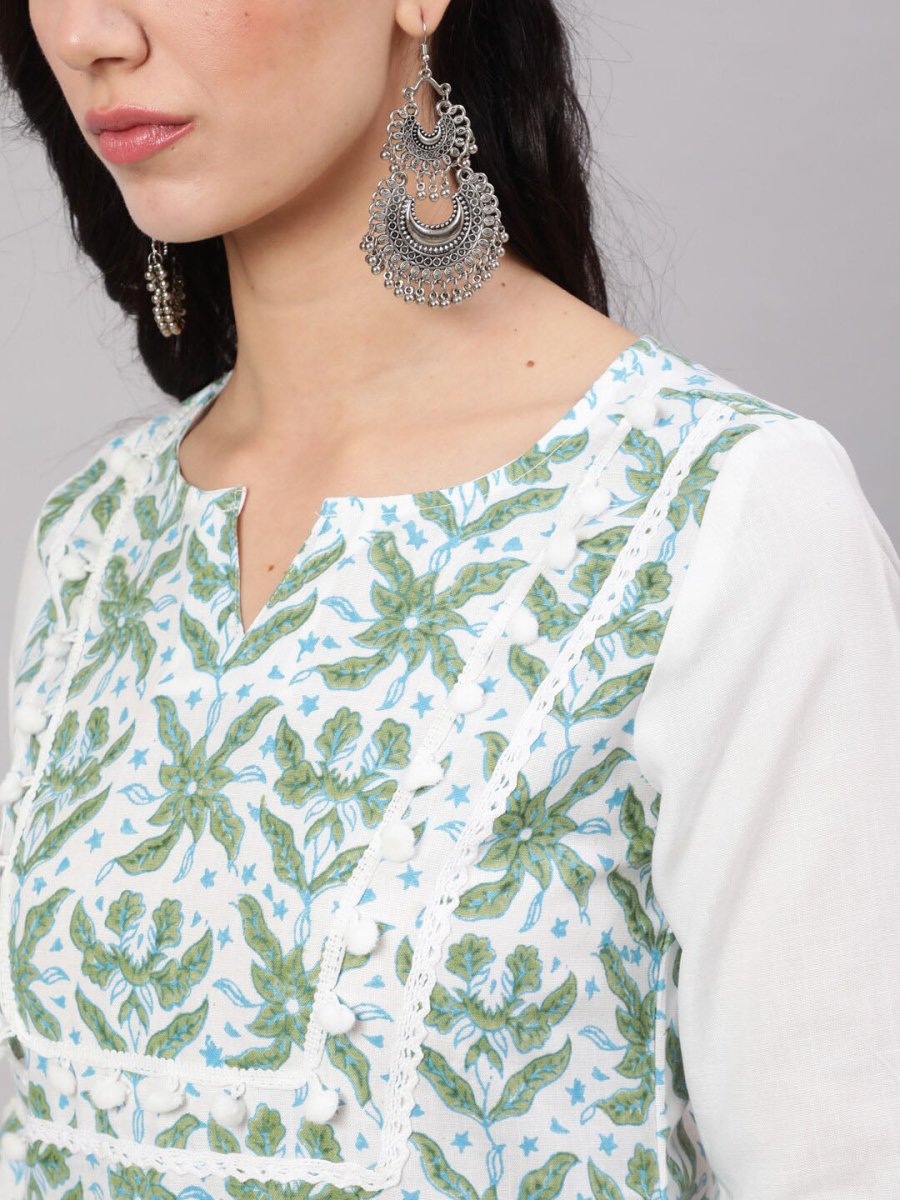 Aks Tropical Printed Bell Sleeves Kurta