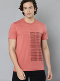 Alcis Men Pink Typography Printed Slim Fit Running T-shirt