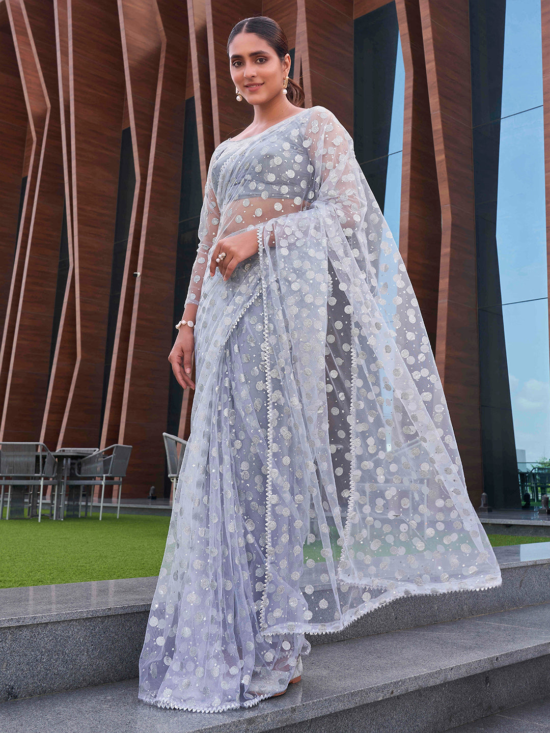 Tikhi Imli Embellished Net Saree