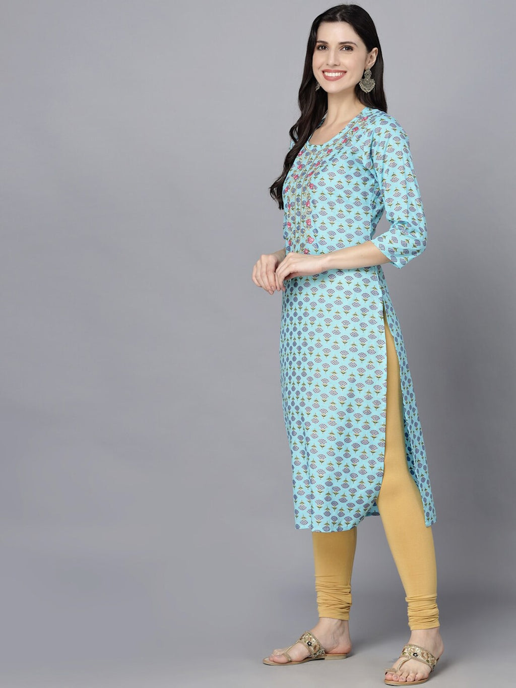 HERE&NOW Women Ethnic Motifs Printed Flared Sleeves Kurta