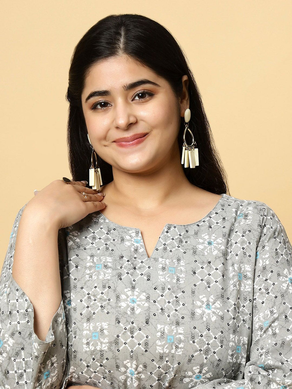 Sztori Plus Size Ethnic Motifs Printed Pure Cotton Kurta & Trouser