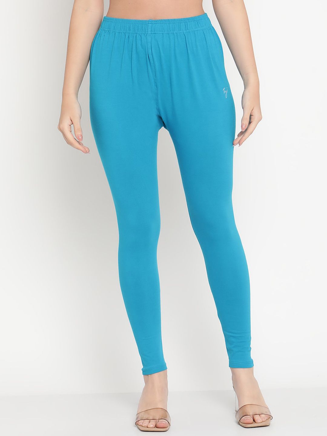 TAG 7 Women Pack Of 2 Pink and Blue Solid Comfort-Fit Ankle-Length Leggings