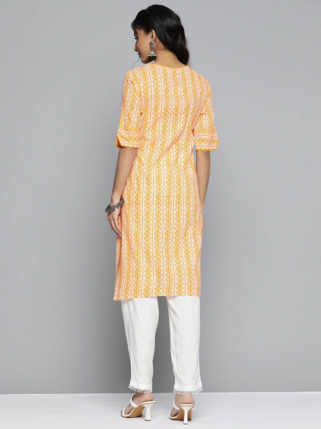 HERE&NOW Ethnic Motifs Printed Straight Angrakha Kurta
