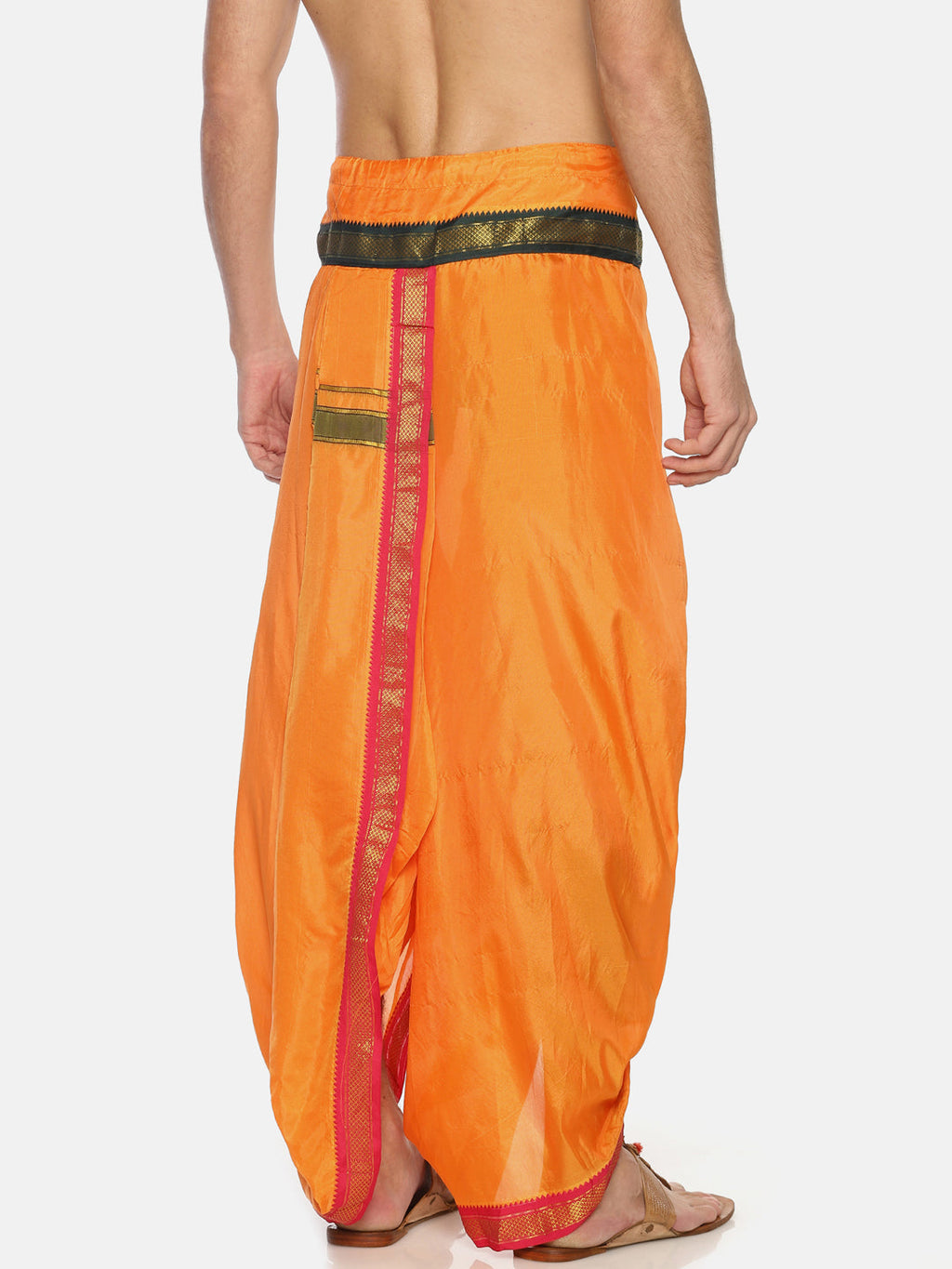 Sethukrishna Men Orange Solid Readymade Dhoti Pant
