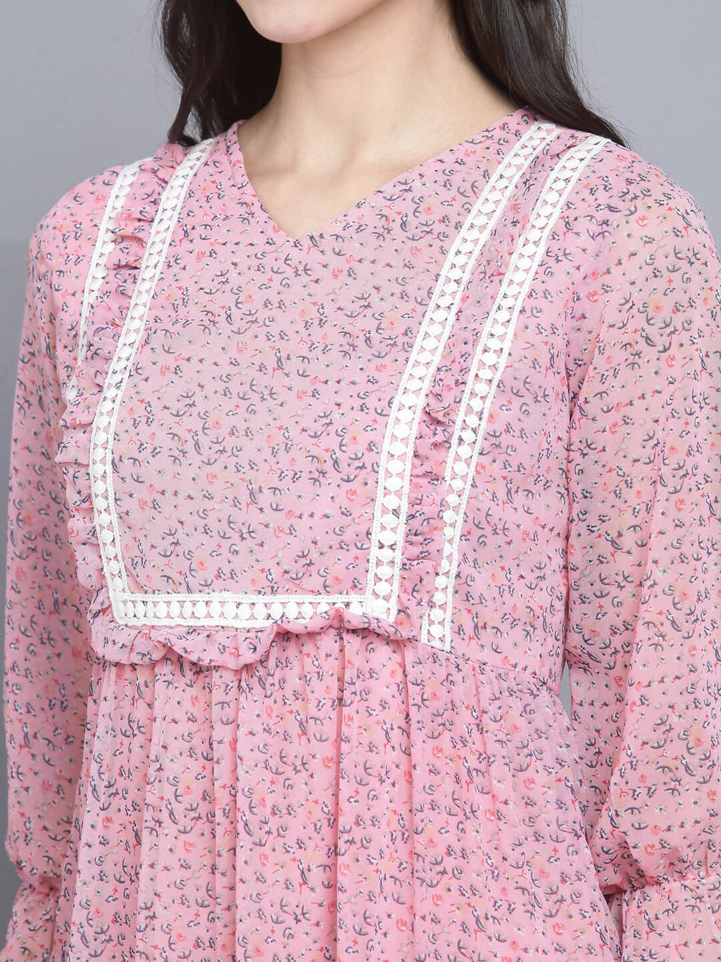 Myshka Women's Pink Floral Midi Dress