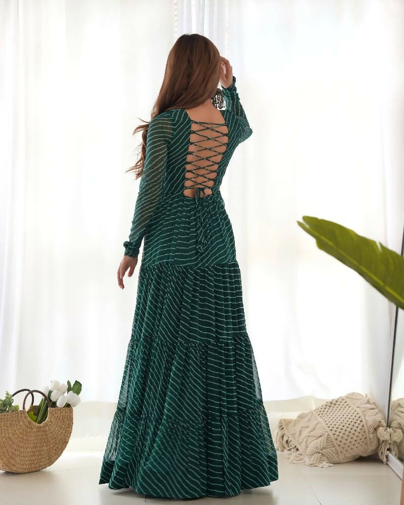 Joban Fashion Bottle Green Kurta Set Chanderi Sequence Embroidery Work