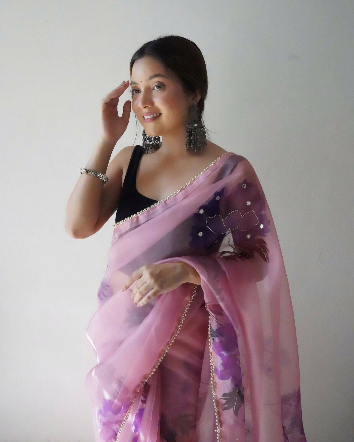 Vamsee Pink Organza Saree