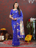 Lorenvalley Fashion Blue Soft Paithani Silk Woven Design Gold Zari Meenakari Weaving Saree