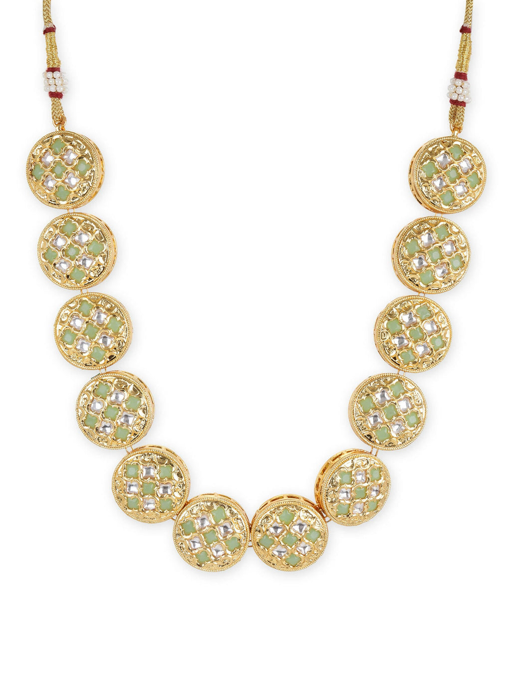 Gold-Toned White Brass Gold-Polished Necklace - Ruby Raang