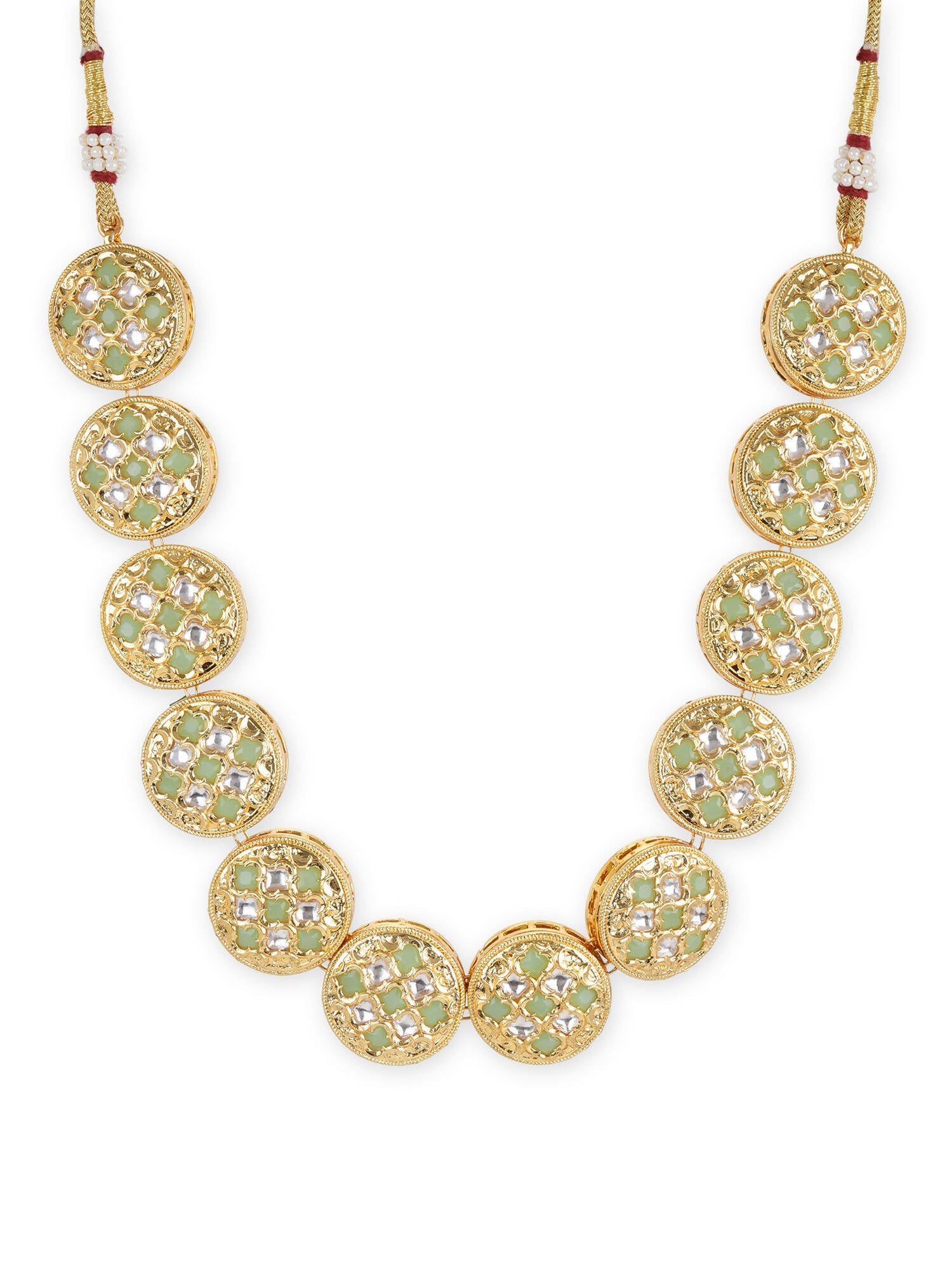 Gold-Toned White Brass Gold-Polished Necklace - Ruby Raang