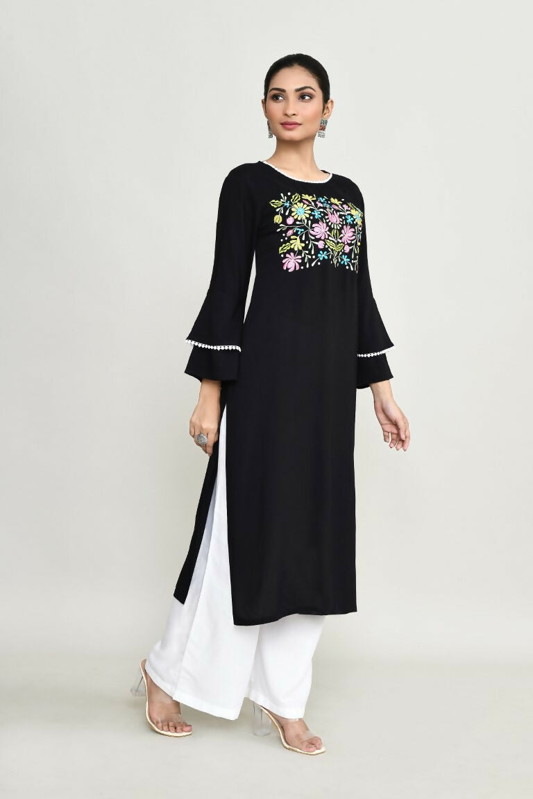 Joban Fashion Black Rayon Kurta Set