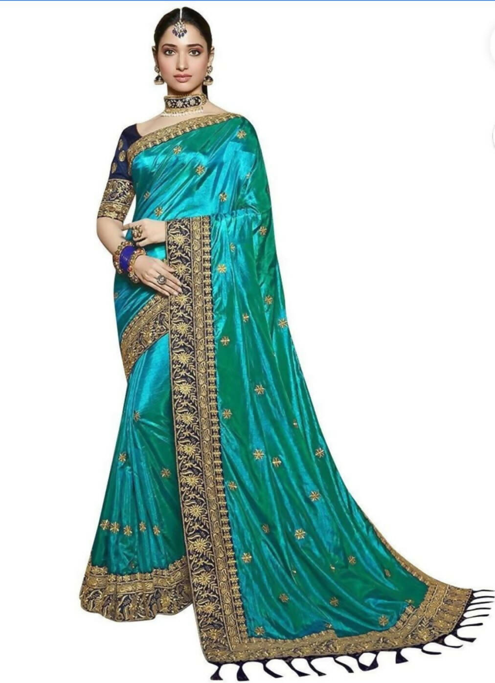 Vamika Rama Green Embroidery Sana Silk Saree