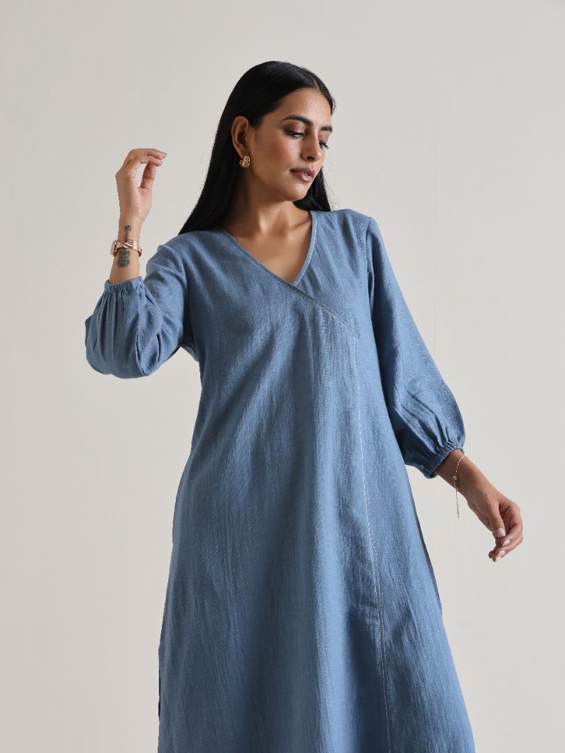 trueBrowns Light Blue Kurta Pant Set
