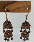 Terracotta Peacock Stud jhumkas