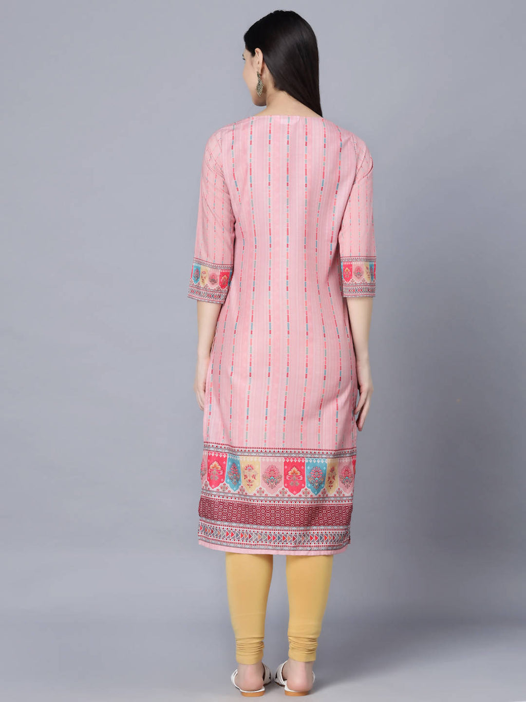 Myshka Women Pink Striped Kurta