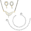 AanyaCentric Gold-Polished Mangalsutra Pendant Earring Set & Silver Plated Anklet