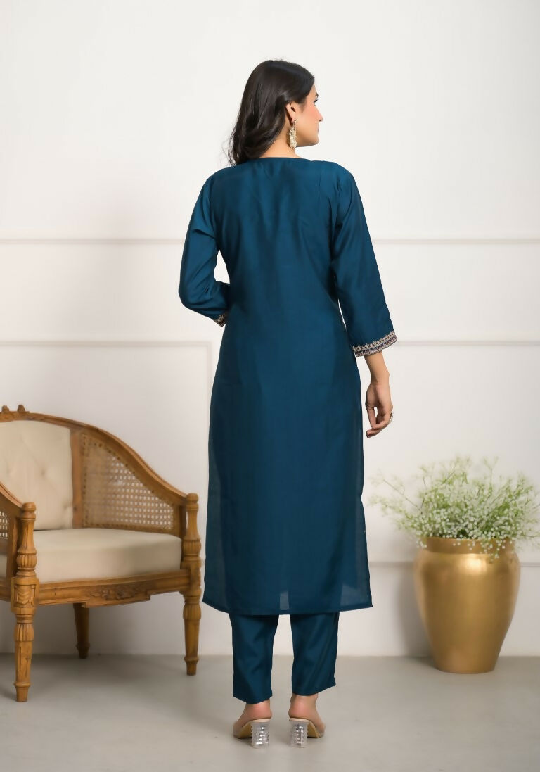 Festive Wear Ethnic Rama Viscose Chanderi Stitched Suit With Dupatta - Tanisha