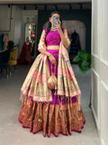 Vastranavya Traditional Jacquard Silk Paithani Lehenga Choli - Purple