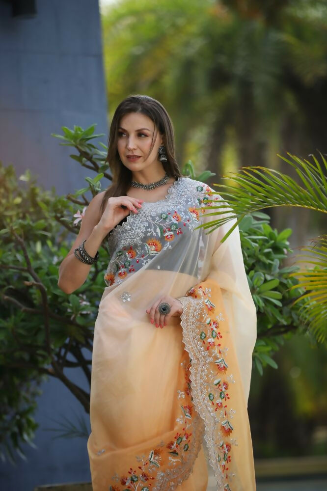 Vamsee Sanyogita Sanyogita - Yellow Organza Saree