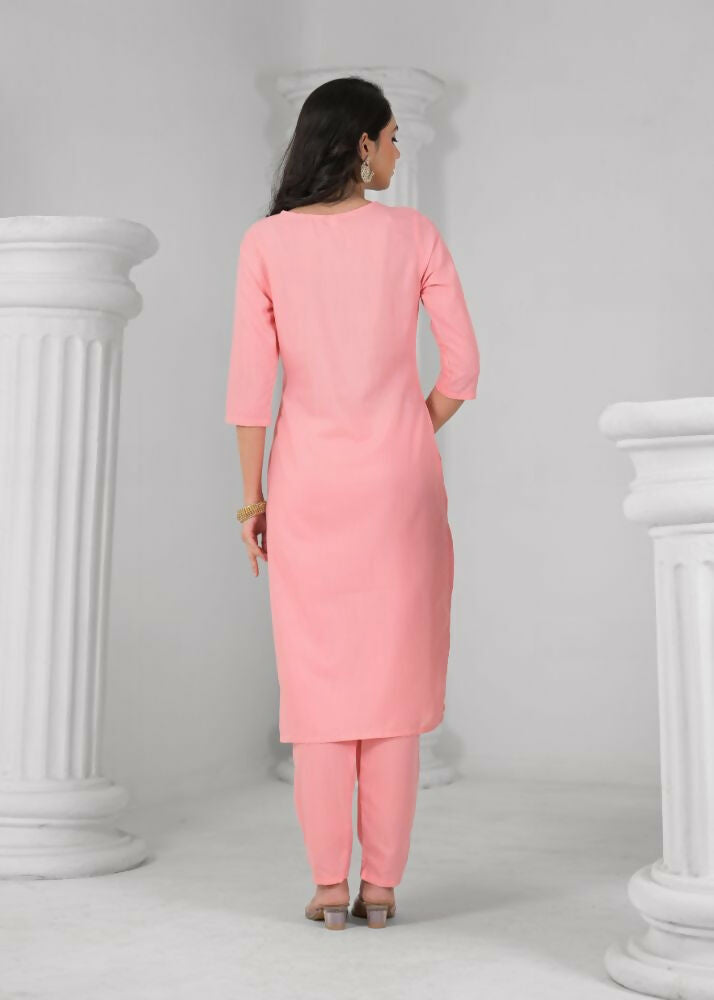 Ethnic Festive Wear Reyon Baby Pink Stitched Suit With Dupatta - Tanisha