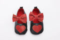 Tiny Bugs Girls Heart Bow Detailing Booties - Black & Red