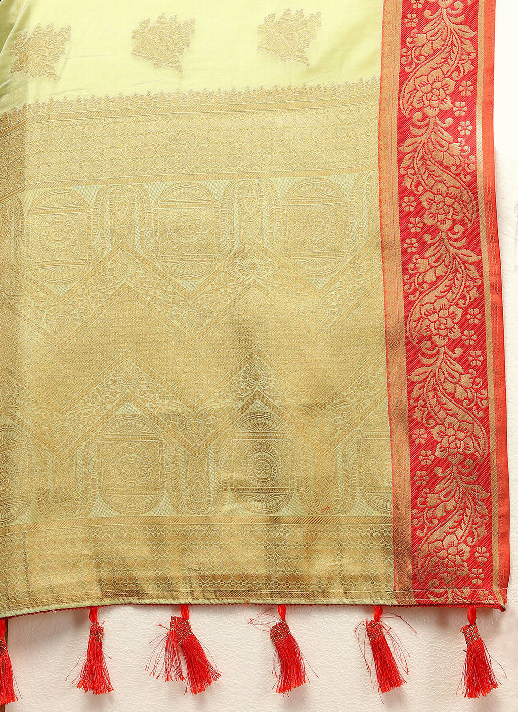 Lorenvalley Fashion Seagreen Cotton Woven Design with Zari Weaving Design Saree