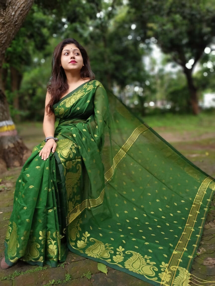 Exclusive Collection Green Beautiful Cotton Silk Saree