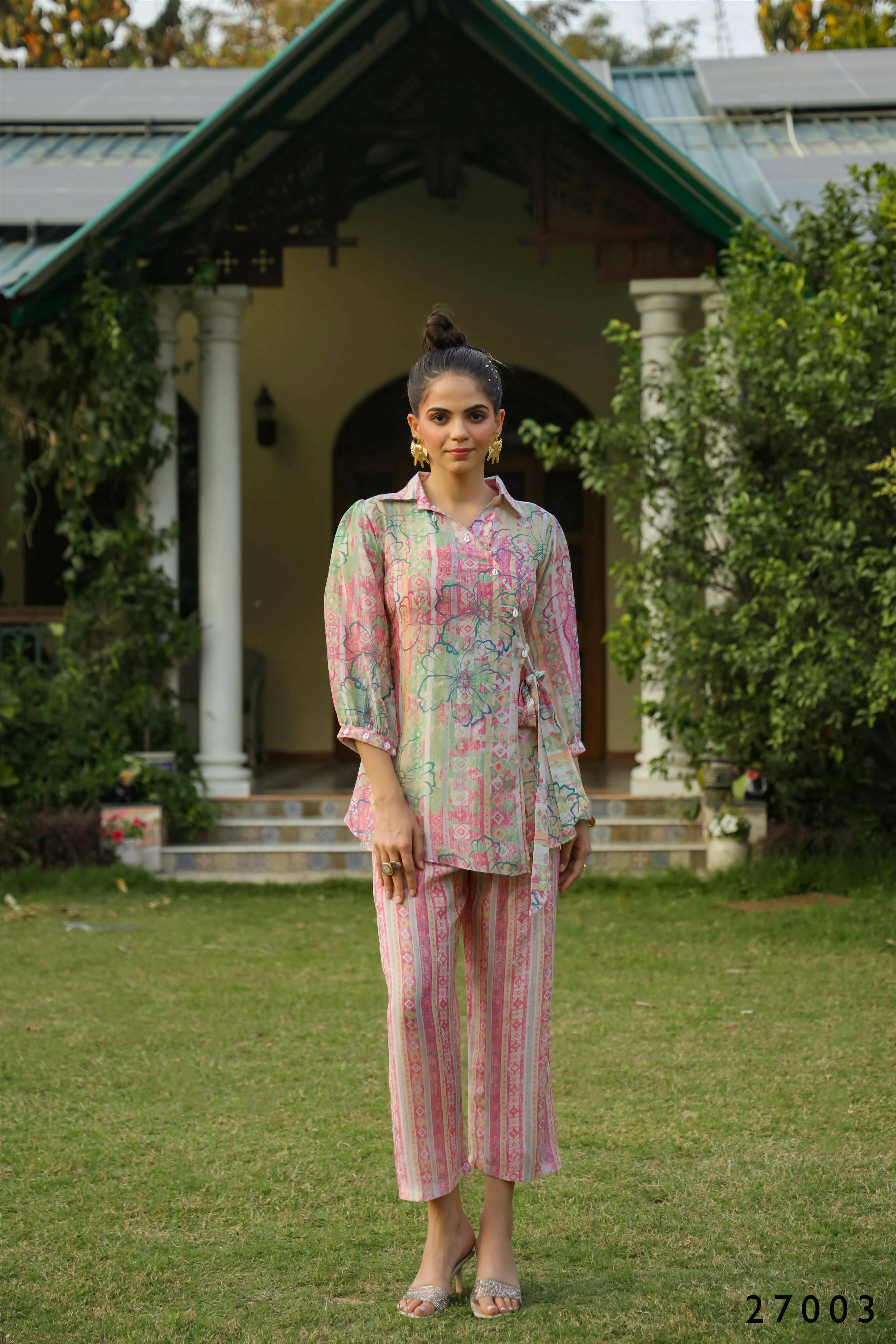 Women's Casual Fashionable Multi Mull Cotton co-ord set - Anya
