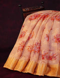 Baby Pink Colour With Golden Blouse Floral Print Semi Chanderi Saree By Gayathri Reddy Designer Studio