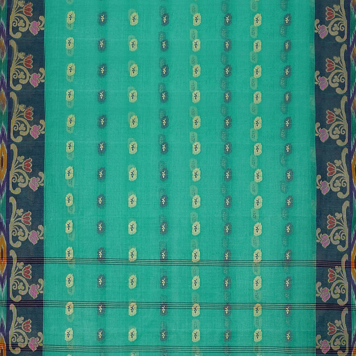 Exclusive Collection 100% Pure Cotton Green Tant Saree With Hand Weaving Work
