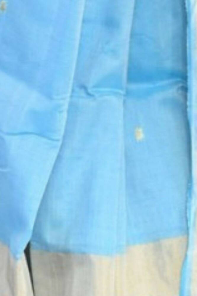Very Much Indian Handloom Pure Cotton Paithani Peacock Pallu-Sky Blue
