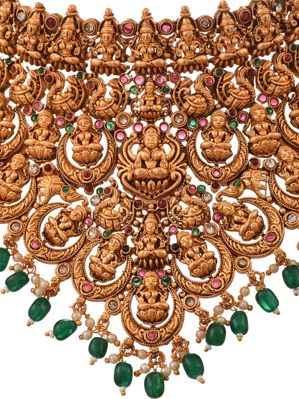 Saraf RS Jewellery Gold-Polished Stone-Studded Jewellery Set