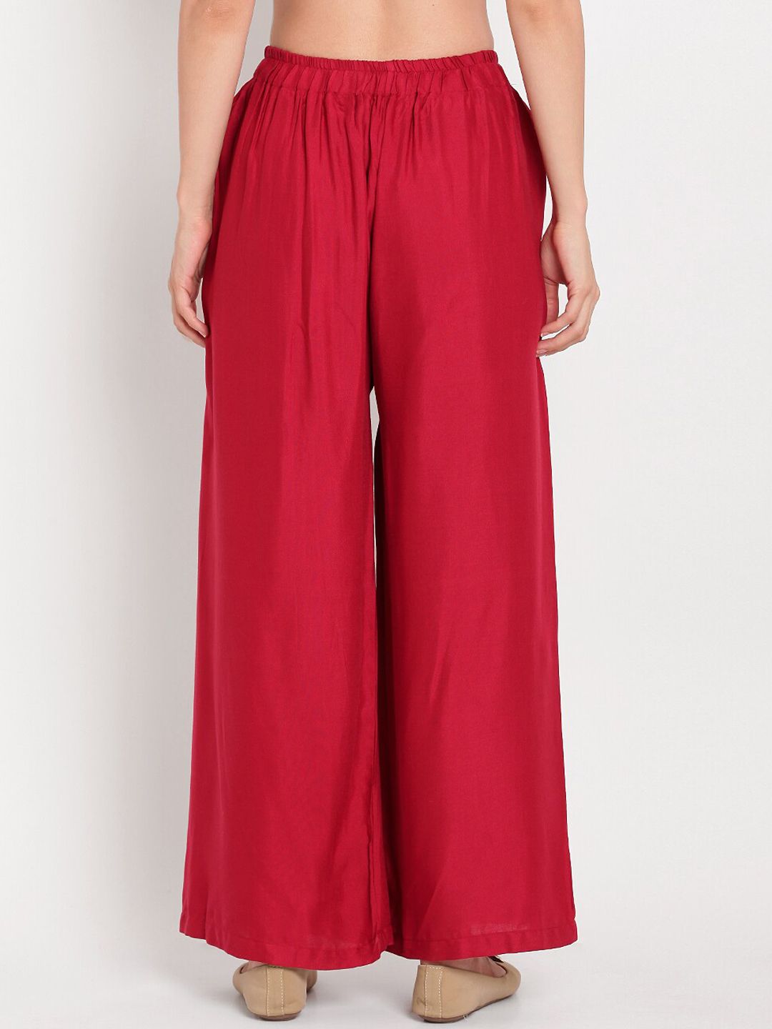 TAG 7 Women Maroon Solid Flared Palazzos