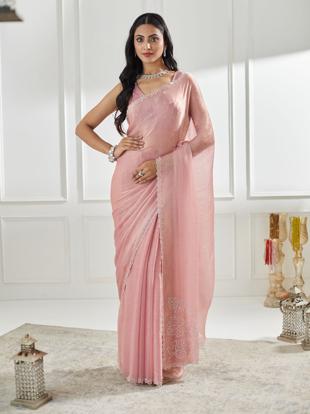 kasee Embellished Beads and Stones Pure Silk Saree