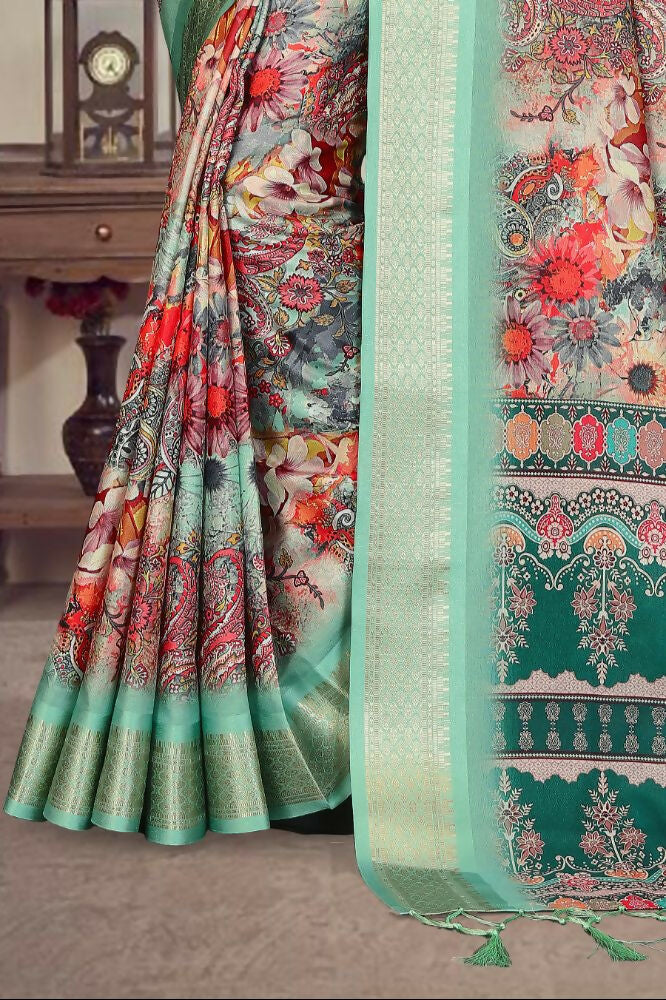 PR Fashion Multi Heavy Rich Cotton Silk Digital Print & Jacquard Saree