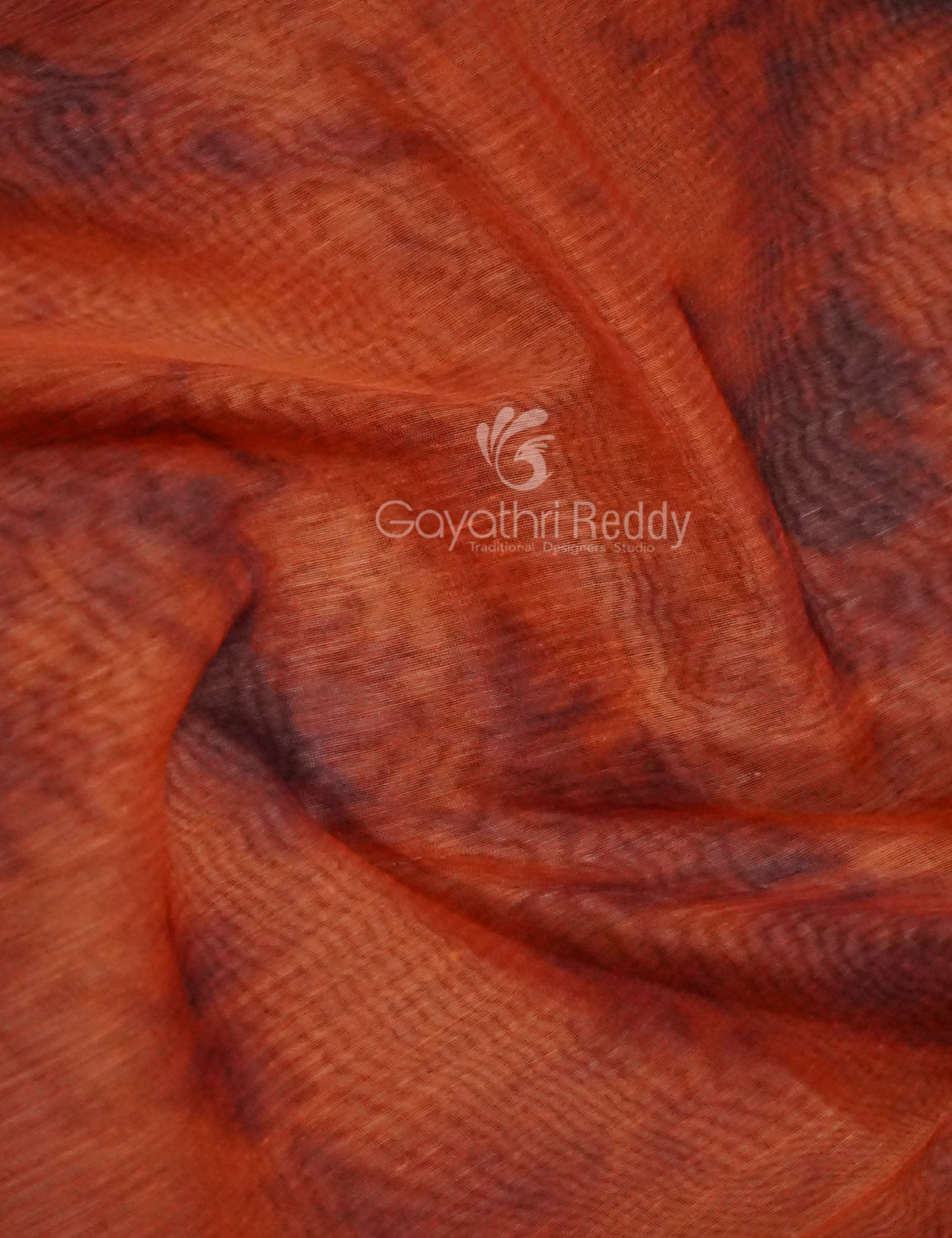 Shades of Orange Colour Shibori Print Semi Chanderi Saree By Gayathri Reddy Designer Studio