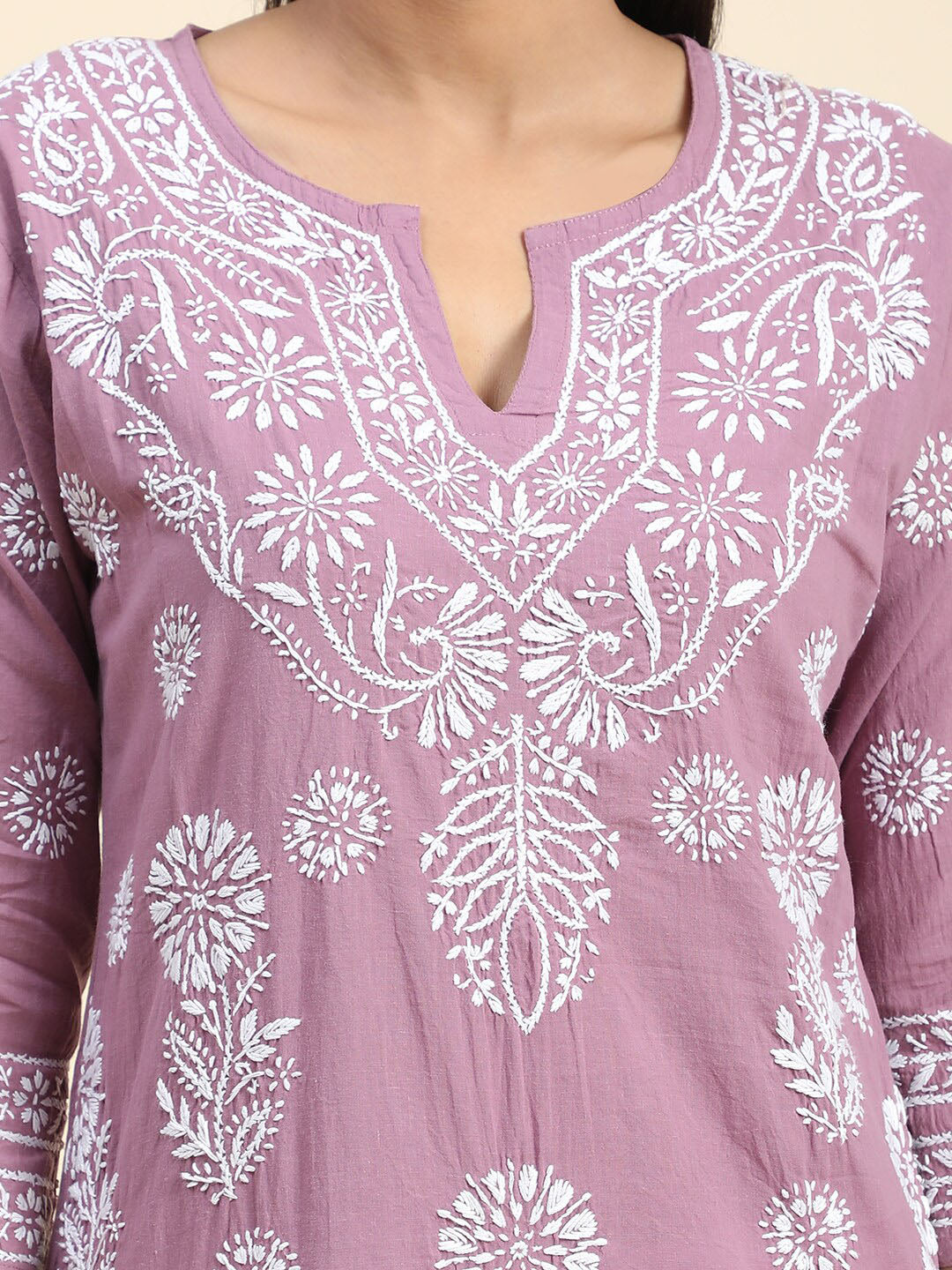 HOUSE OF KARI Floral Embroidered Chikankari Cotton Kurta